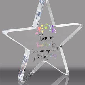 Personalisiertes Regenbogen Lehrer Geschenk, Acryl Stern plakette, Beste Lehrerin, Tagesmutter oder Kinderzimmer Geschenk. Helfen Sie mir, zu wachsen, Danke
