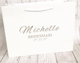 Large Personalised Bridesmaid Bride Maid of Honour Groom Mother of the Bride Gift Bag Box Bridal Party Keepsake