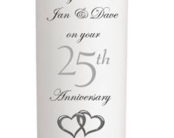 Personalised 25th Silver Wedding Anniversary Candle Gift Keepsake Mum & Dad, Friends, Etc Wedding Decoration