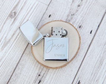 Personalised Engraved Best Man Groomsman Lighter Gift Father of Bride Wedding Present Smokers gift Your Name Tux Grooms Box