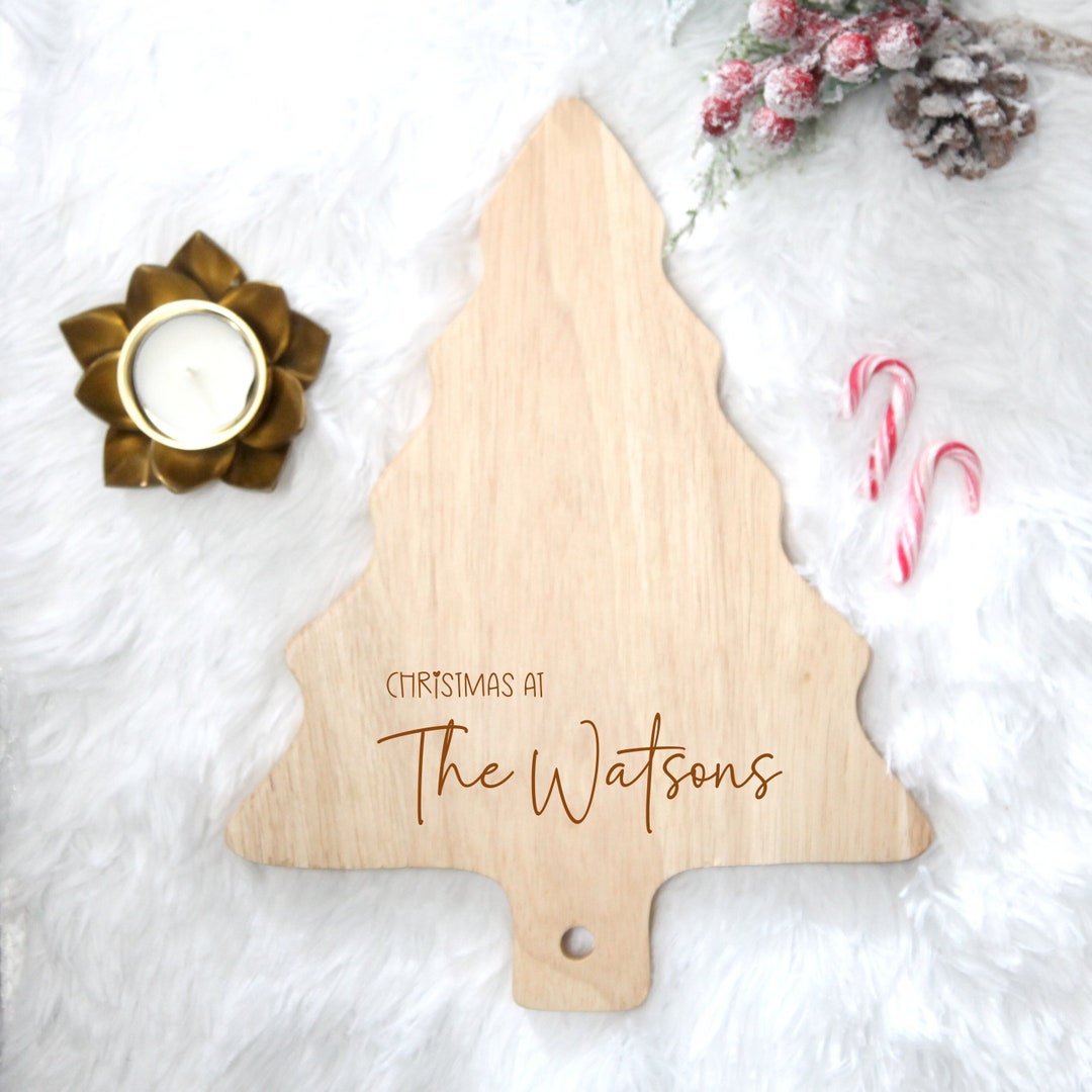 Personalised Wooden Christmas Tree Serving Board Chopping Etsy