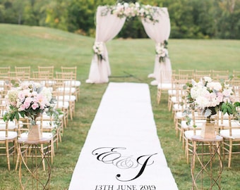 Personalised Wedding Aisle Runner Decoration, Your Name and Date, Vinyl or Paper, Ceremony, Wedding Venue Decor, Custom Printed, Mat, Carpet