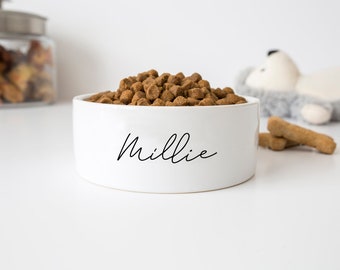 Personalised Printed Dog Bowl, Ceramic Pet Bowl, Cat, Puppy, Food, Water, Animal Lover Gift, Birthday Christmas Present, Kitten, Your Name