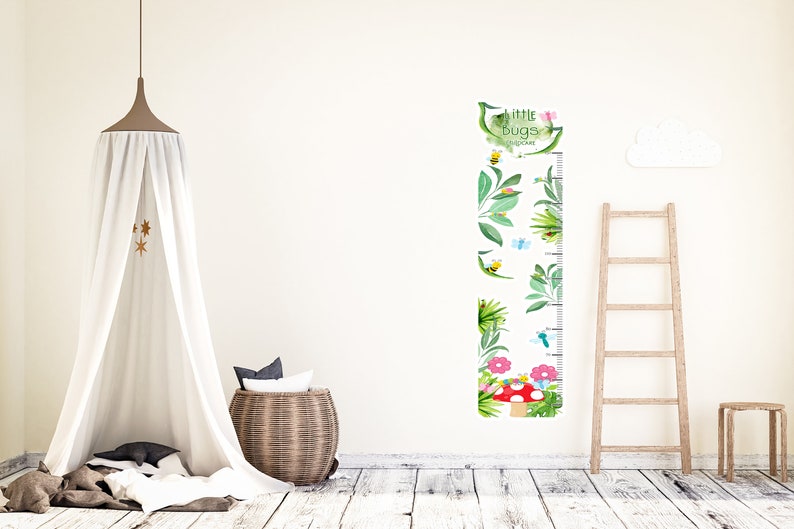 Personalised Custom Bugs Growth Chart Height Chart, Wall Decal, Vinyl Sticker, Ruler, New Baby Girl Boy Gift Stocking Filler, Butterfly, Bee image 1
