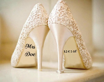 Personalised Wedding Shoe Vinyl Sticker Decal With Name & Date Decorations Bridal shoe Bridesmaid I Do Etc