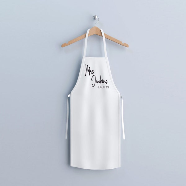 Personalised Adult Wedding Apron, Bridal, Bridesmaid Gift, Wedding Dress Apron, Mrs, Bride to be, Flower Girl, Cover Up, Wedding Gift Custom