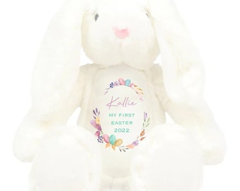 Personalised 1st Easter Bunny, First Easter Rabbit Soft Toy Gift, Present New Baby Your Name Easter Teddy, Something Old, Plush, Basket