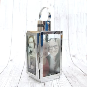 Personalised Photo Lantern Silver Candle Holder Full Colour Memorial Remembrance Wedding Anniversary Gift Your Photo Christmas Mum Dad