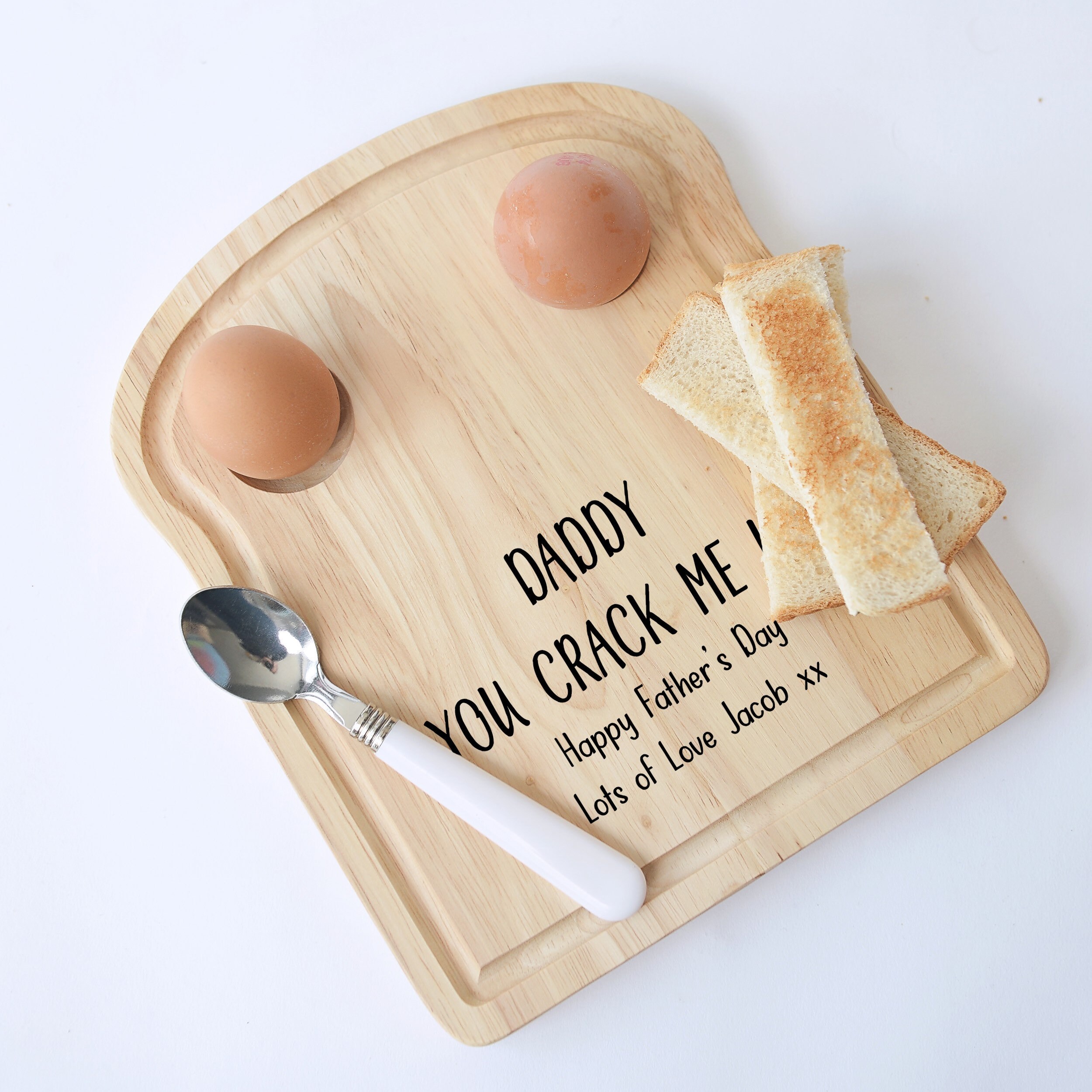 Gift Base – Tagliere Portauova In Legno Di Hevea, Incisione Divertente 'Papà Giorno Sarebbe Possibile Senza Me', Formato 24x20 Cm - 2