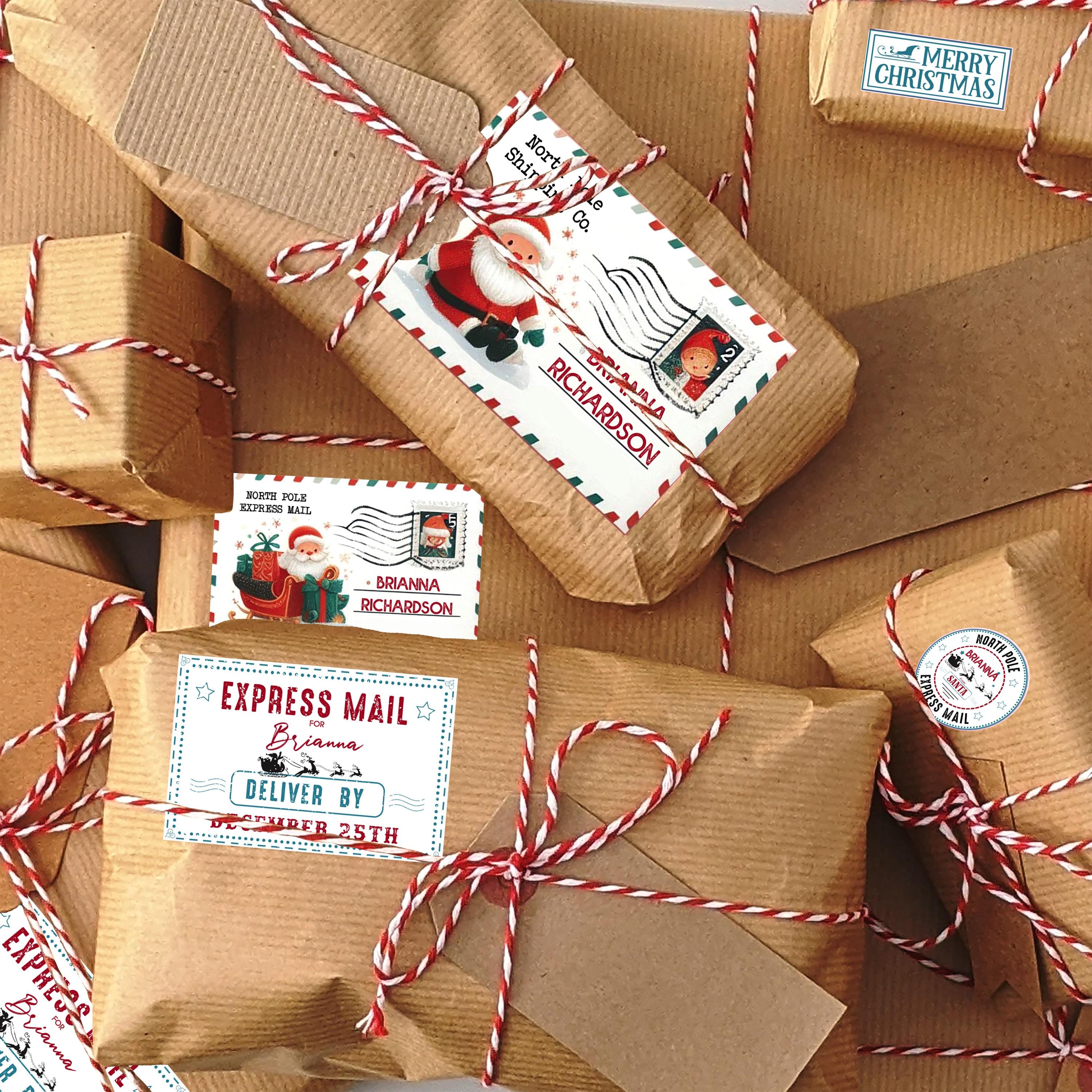 Personalised Christmas Postage Labels, Santa Sticky Labels Santa Mail, North Pole Post, Elf Mail, Elf Arrival, North Pole Express, Nice List