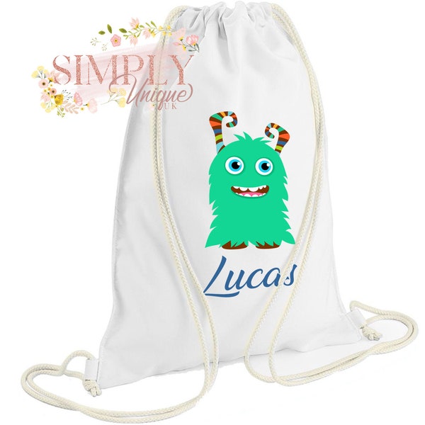 Personalizado Monster Bag Mochila Gimnasio Sac School Bag Tu Nombre Bolsa de Natación Stocking Filler Secreto Santa Back to School Girls Boys Bags