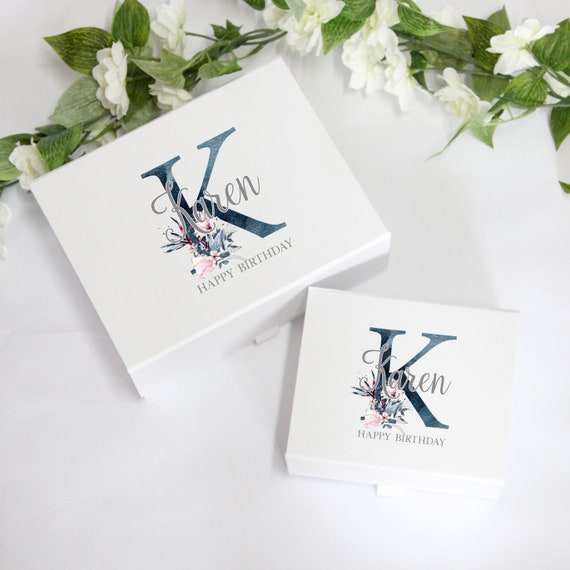 Personalised Gift Box Keepsake, 18th 21st 30th 40th 50th 60th Birthday, For  Her, Bridesmaid, Mothers Day, Memory, Navy Blush, Wedding