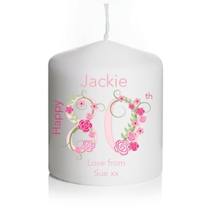 Personalised Birthday Candle Gift Keepsake 18th, 21st, 30th, 40th, 50th, 60th, 70th 80th Any Age Floral Present