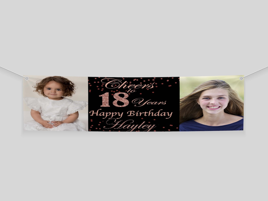 2 Personalisiertes Geburtstagsbanner Foto Kinder Baby Erwachsene Party Poster Dekoration Feier Ruhestand Gratulation Hochzeitsbanner - Österreich