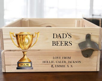 Caja de cerveza personalizada con abridor de botellas, regalo de cumpleaños, día del padre para él, padrino, personalizado, 18, 21, 30, 40 años, cerveza, papá