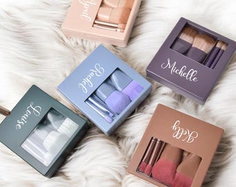 Personalised Make Up Brushes, Make Up Set, Bridesmaid Flower Girl Gift, Proposal, Your Name, Stocking Filler, Mothers Day, Make Up Bag Box