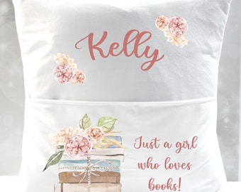 Personalised Pocket Cushion Cover Book Pillow Gift Present Your Name, Mum, Sofa, Nana, Granny, Grandma, Remote Control Holder, Mothers Day