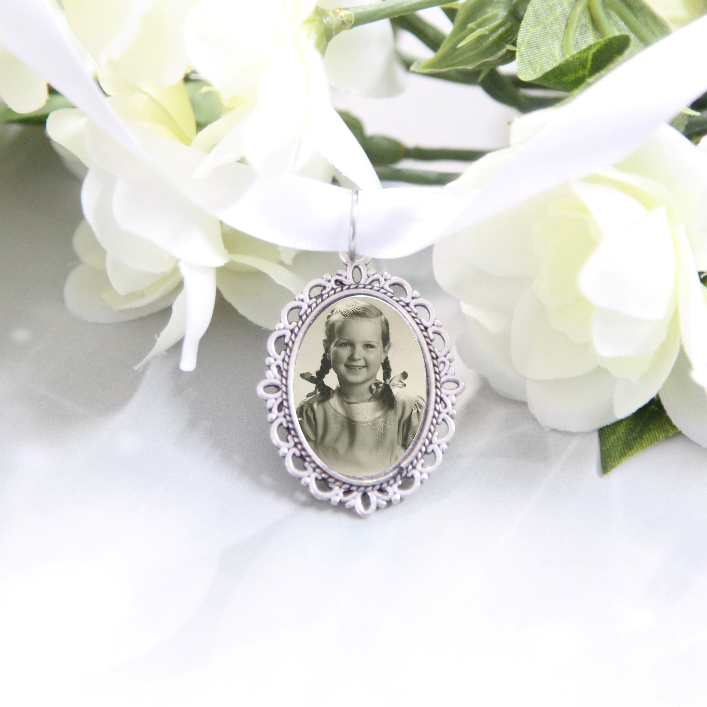 Photo Bouquet Memorial Charm, Memorial Charm for Bride, Double Sided  Wedding Charm, Bridal Charm Custom Photo & Text, Walk with me Dad