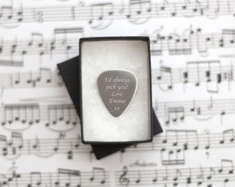 Personalised Engraved Guitar Pick Plectrum, Keepsake, Stocking Filler, Father's Day Dad Gift Husband, Groom, Your Message