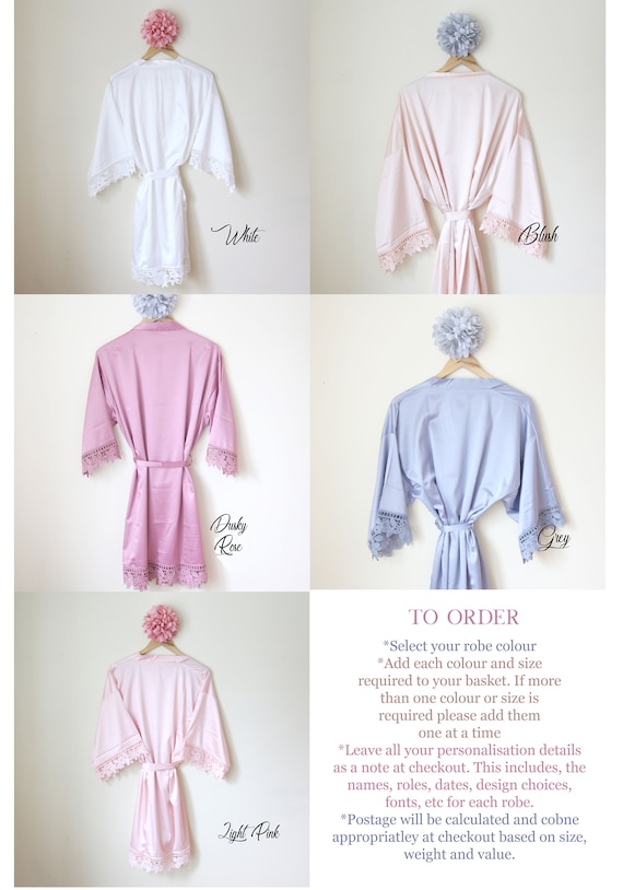 Personalised Lace Bridal Party Wedding Satin Silk Robe Dressing