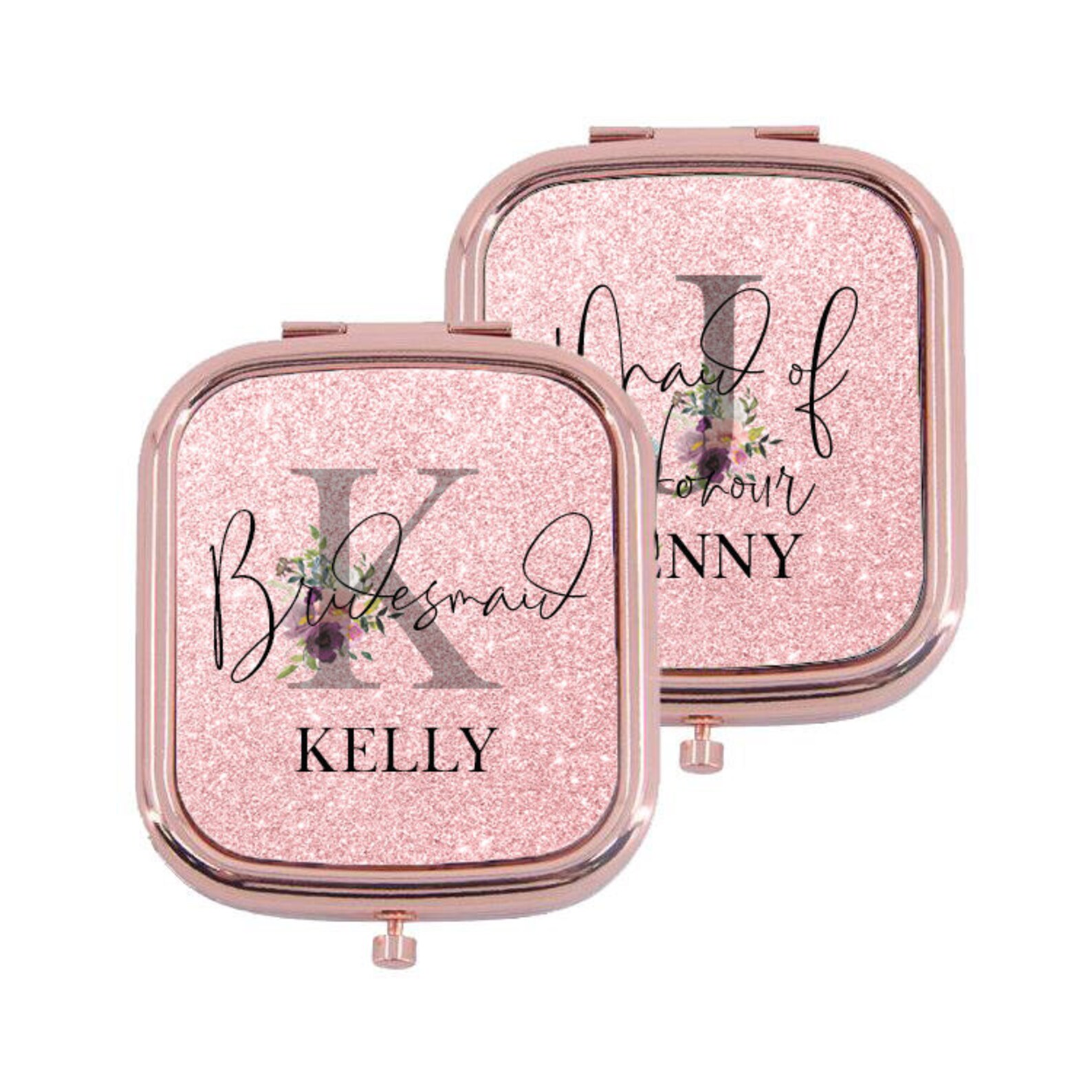 Personalised Rose Gold Compact Mirror Bridesmaid Gift Maid Of Etsy