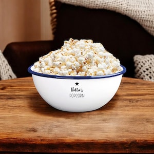 Personalised Engraved Snack Bowl, Enamel, Snack Pot, Cereal, Treat Bowl, Gift For Him Her, Fathers Mothers Day, Daddy, Stocking Filler