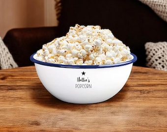 Personalised Engraved Snack Bowl, Enamel, Snack Pot, Cereal, Treat Bowl, Gift For Him Her, Fathers Mothers Day, Daddy, Stocking Filler