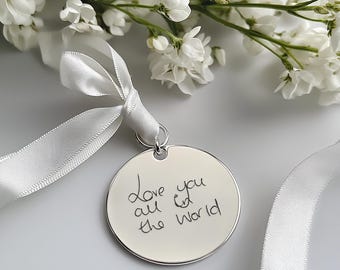 Personalised Engraved Wedding Bouquet Charm, Memorial, Actual Handwriting Remembrance Wedding Flower, Gift Keepsake, Bridal Charm Custom Tag