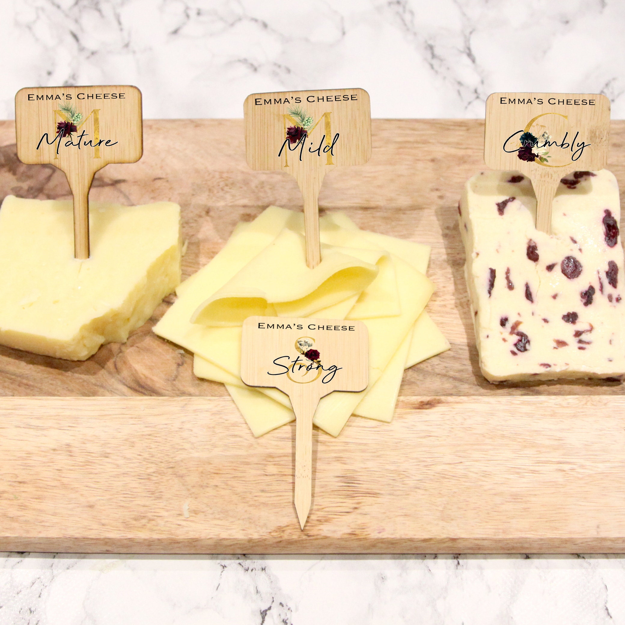 Personalised Wooden Cheese Markers Gift Set Cheese Board Etsy Australia
