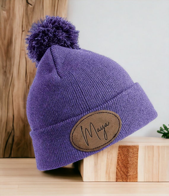 Cappello di lana personalizzato, Cappello con pompon, Il tuo nome