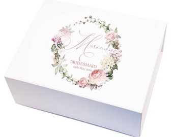Personalisierte Brautjungfer Geschenk Box Braut Maid Der Ehren Bräutigam Mutter der Braut Braut Party Andenken Vorschlag, Tasche vorhanden Robe blush Navy
