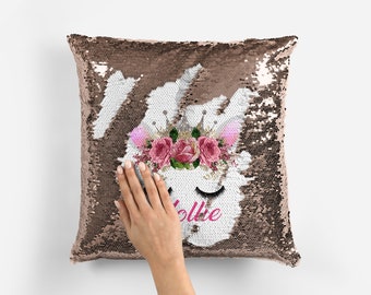 Personalised Unicorn Your Name, Text or Photo Sequin Pillow Cushion Cover Mermaid Reveal Magic Gift Mother Of The Bride Groom Gift