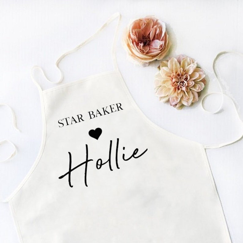 Personalised Star Baker Apron, Your Name, Bridal, Bridesmaid Gift, Mrs, Bride to be, Flower Girl, Cover Up, Custom, Adult Wedding, Baking zdjęcie 1