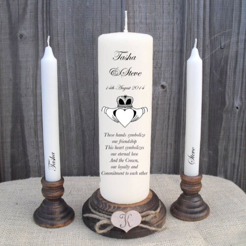Personalised Wedding Unity Candle Set Gift Keepsake Hearts Etsy