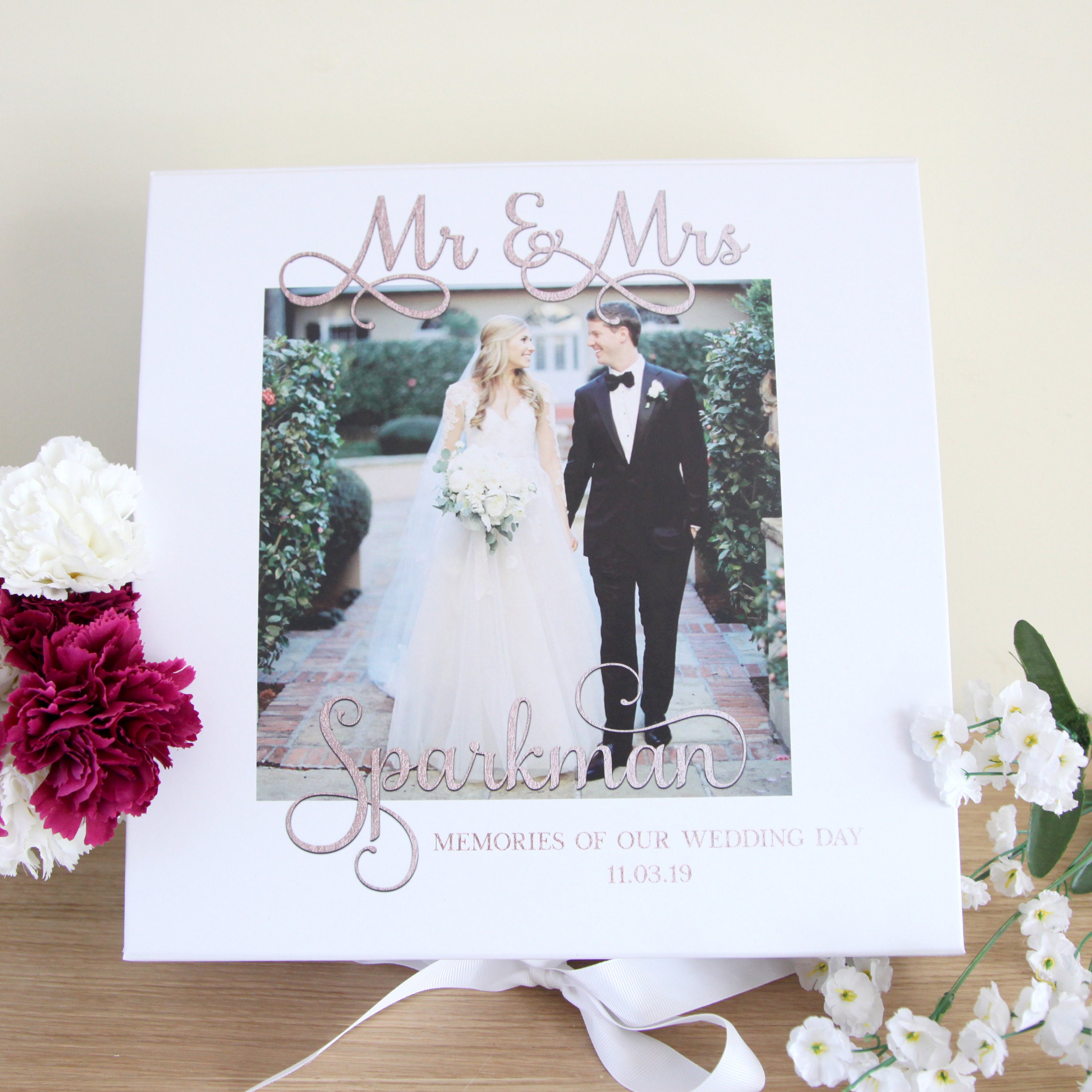 Personalised Wedding Memory Box Gift Keepsake Box Photo Name Etsy