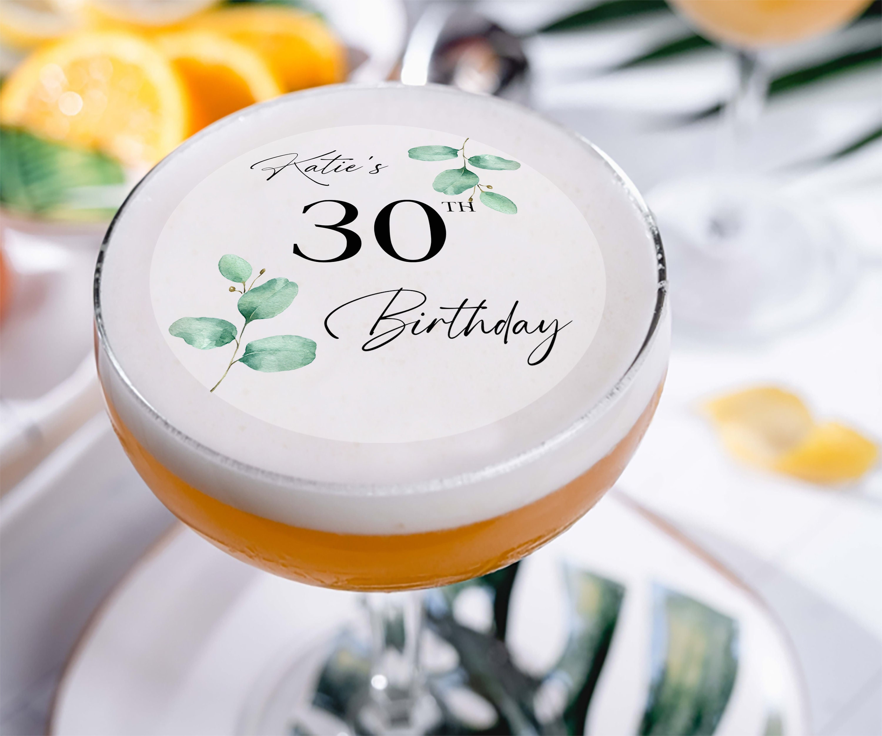 Personalised Edible Cocktail Drink Toppers, 21st 30th 40th Birthday Any  Age, Hen Party, Bachelorette, Miss to Mrs, Wafer Paper Gift Weddingg 