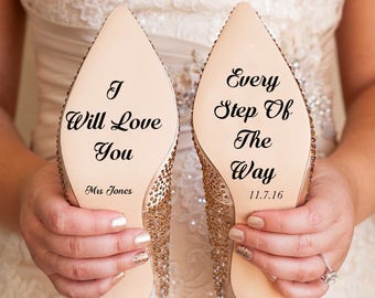 Personalised Wedding Shoe Vinyl Sticker Decal With Name & Date Decorations Bridal shoe Bridesmaid I Do Etc