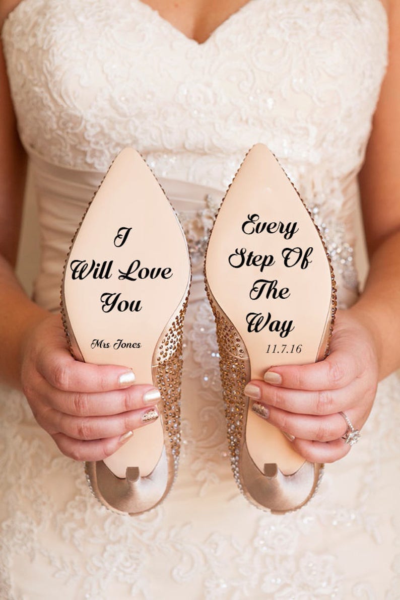 Personalised Wedding Shoe Vinyl Sticker Decal With Name & Date Decorations Bridal shoe Bridesmaid I Do Etc image 1