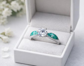 Personalised Ashes Solitaire Ring, Memorial, Remains, Urn Pet Ashes Gift, Keepsake Silver Jewellery. Loving Memory, Christmas Gift For Her