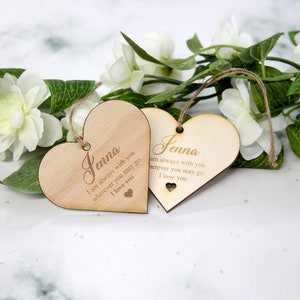 Personalised Engraved Wooden Heart, Hanging Home Decor, Your Name and Text, Home Decor, Wedding Tags, Bridesmaid Gift, Custom Plaque Sign