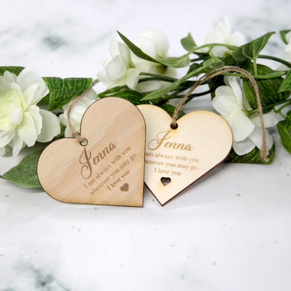Personalised Engraved Wooden Heart, Hanging Home Decor, Your Name and Text, Home Decor, Wedding Tags, Bridesmaid Gift, Custom Plaque Sign