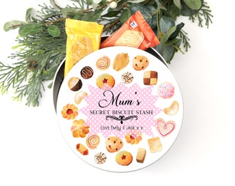 Personalised Biscuit Treat Tin With Biscuits. Cookie Jar, Sweets, Cake Tin. Star Baker, Grandad, Dad, Husband Gift Stocking Filler Present