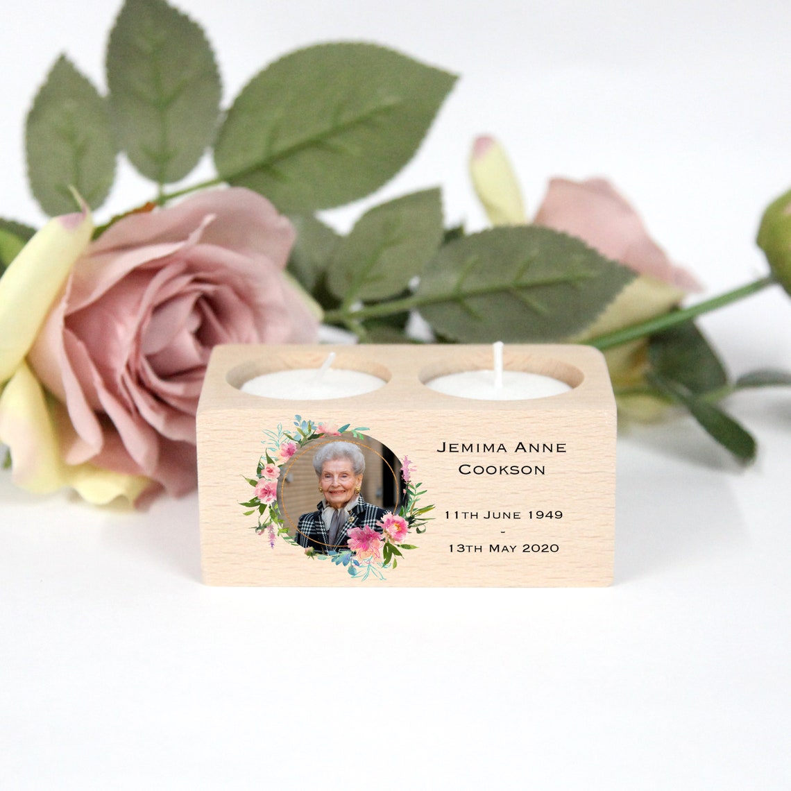Personalised Photo Candle Holder Full Colour Memorial Etsy UK