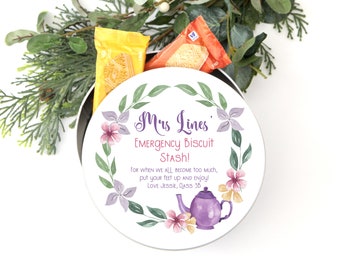Personalised Biscuit Treat Tin WITH Biscuits. Cookie Jar, Sweets, Cake Tin. Star Baker, Grandad, Dad, Husband Gift Stocking Filler Present