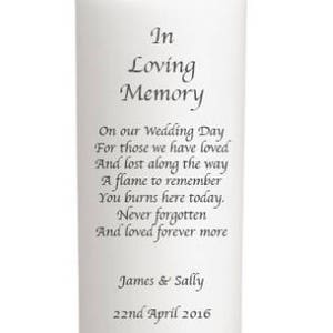 Personalised Remembrance In Loving Memory Wedding Absence Candle Gift Keepsake Centrepiece Decoration
