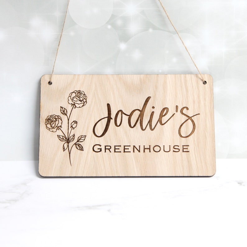 Personalised Engraved Wooden Garden Sign Greenhouse Plaque Etsy