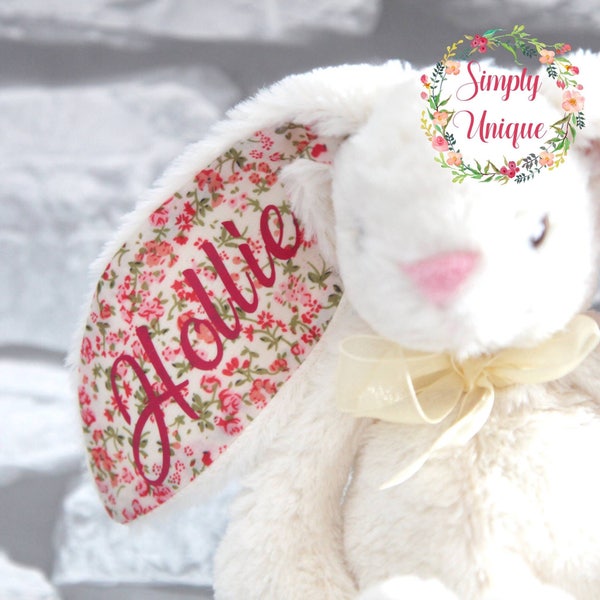 Personalised Flower Girl Page Boy Bunny Rabbit Soft Toy Stuffed Animal Bridesmaid Gift Present New Baby Your Name Easter Teddy