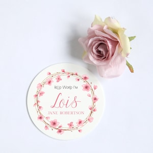 Anuncio de nacimiento acrílico personalizado nuevo signo de placa de disco de nombre de bebé. Hola Mundo, Mi Nombre es, Regalo de Baby Shower recién nacido, Apoyo de fotografía