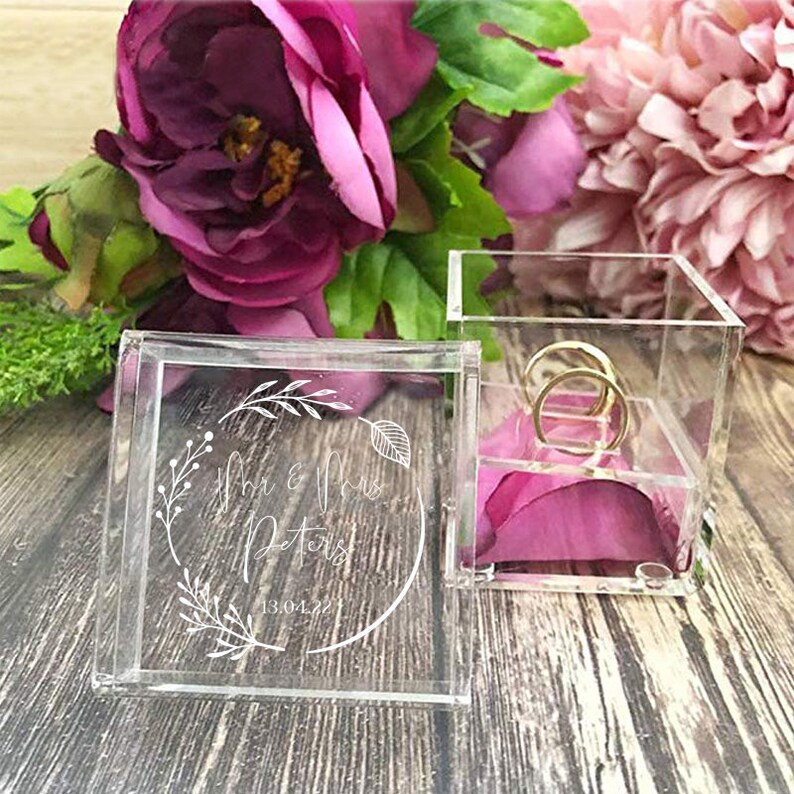 Personalised Clear Acrylic Wedding Ring Box Keepsake Ring Etsy UK