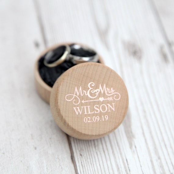 Personalised Foiled Wooden Wedding Ring Box Proposal Gift Custom Ring Bearer 
